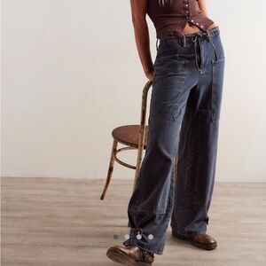 Free People CRVY Outlaw Wide-Leg Jeans size L